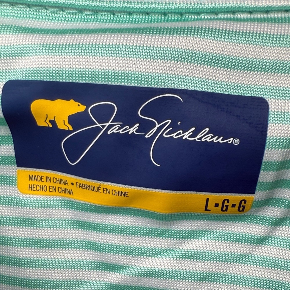 NEW! Jack Nicklaus Men’s Golf Polo Striped Shirt Large With Sun Protection - Picture 4 of 11